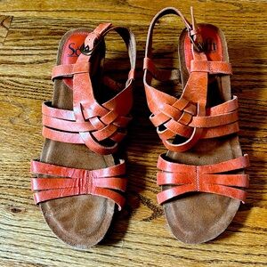 Softt wedge leather sandals. Size 9.5.